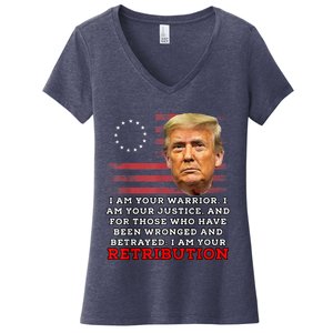 2024 Trump Desantis Florida CPAC I Am Your Retribution Trumo Women's V-Neck T-Shirt