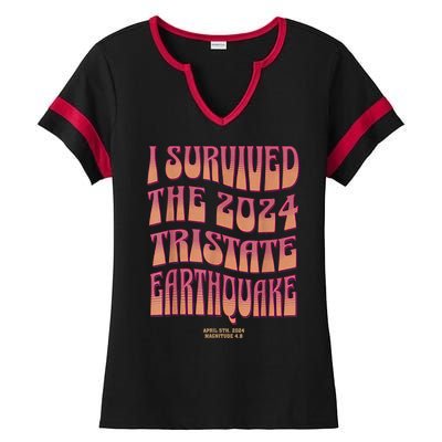 2024 Tristate Earthquake Survivor April 2024 Earthquake Ladies Halftime Notch Neck Tee