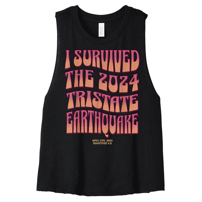 2024 Tristate Earthquake Survivor April 2024 Earthquake Women's Racerback Cropped Tank