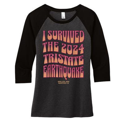 2024 Tristate Earthquake Survivor April 2024 Earthquake Women's Tri-Blend 3/4-Sleeve Raglan Shirt