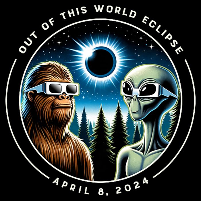 2024 Total Eclipse Bigfoot Alien Out Of This World Eclipse T-Shirt