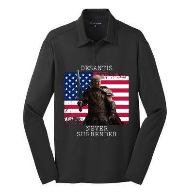 2024 Trump Flag Gift Silk Touch Performance Long Sleeve Polo