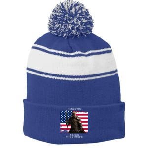 2024 Trump Flag Gift Stripe Pom Pom Beanie