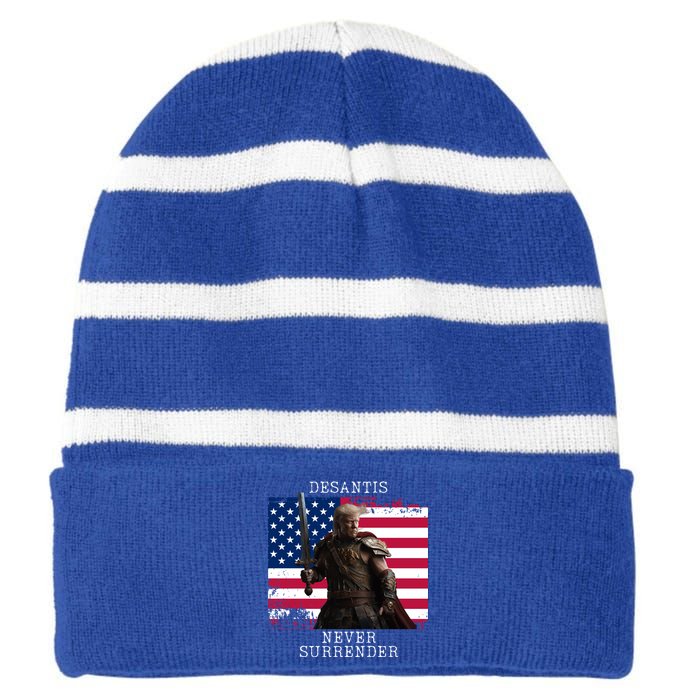 2024 Trump Flag Gift Striped Beanie with Solid Band