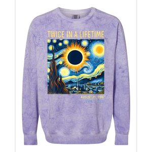 2024 Twice In A Lifetime Total Solar Eclipse Colorblast Crewneck Sweatshirt