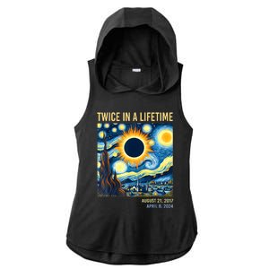 2024 Twice In A Lifetime Total Solar Eclipse Ladies PosiCharge Tri-Blend Wicking Draft Hoodie Tank