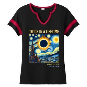 2024 Twice In A Lifetime Total Solar Eclipse Ladies Halftime Notch Neck Tee