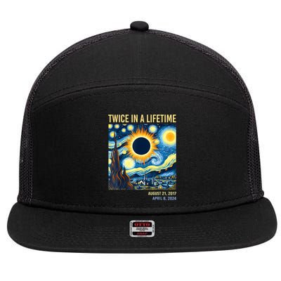 2024 Twice In A Lifetime Total Solar Eclipse 7 Panel Mesh Trucker Snapback Hat