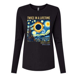 2024 Twice In A Lifetime Total Solar Eclipse Womens Cotton Relaxed Long Sleeve T-Shirt