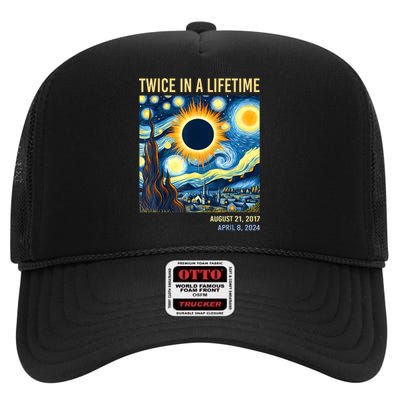 2024 Twice In A Lifetime Total Solar Eclipse High Crown Mesh Back Trucker Hat