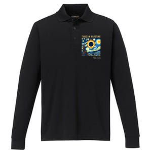 2024 Twice In A Lifetime Total Solar Eclipse Performance Long Sleeve Polo