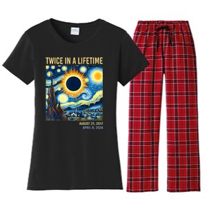 2024 Twice In A Lifetime Total Solar Eclipse Women's Flannel Pajama Set