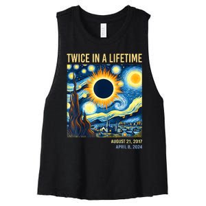 2024 Twice In A Lifetime Total Solar Eclipse Women's Racerback Cropped Tank