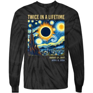 2024 Twice In A Lifetime Total Solar Eclipse Tie-Dye Long Sleeve Shirt