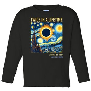 2024 Twice In A Lifetime Total Solar Eclipse Toddler Long Sleeve Shirt