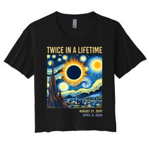 2024 Twice In A Lifetime Total Solar Eclipse Women's Crop Top Tee