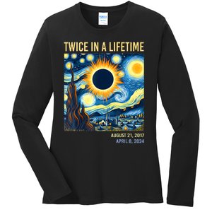 2024 Twice In A Lifetime Total Solar Eclipse Ladies Long Sleeve Shirt