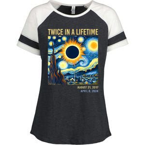 2024 Twice In A Lifetime Total Solar Eclipse Enza Ladies Jersey Colorblock Tee