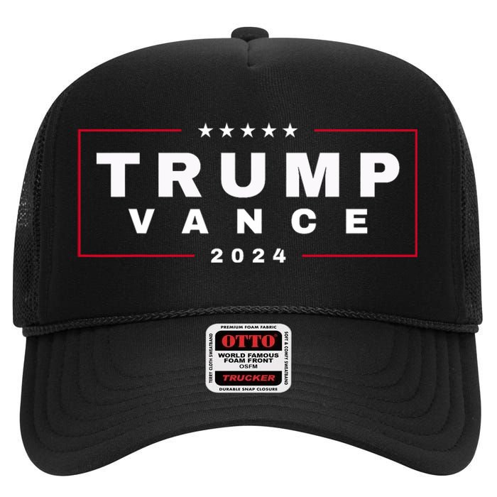 2024 Trump Jd Vance Vp Presidential Election Maga Usa High Crown Mesh Back Trucker Hat