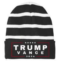 2024 Trump Jd Vance Vp Presidential Election Maga Usa Striped Beanie with Solid Band