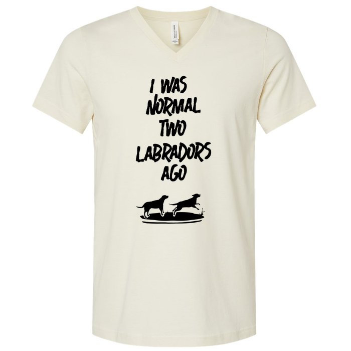 2 Two Labrador Retriever Ago Black Yellow Chocolate Lab V-Neck T-Shirt