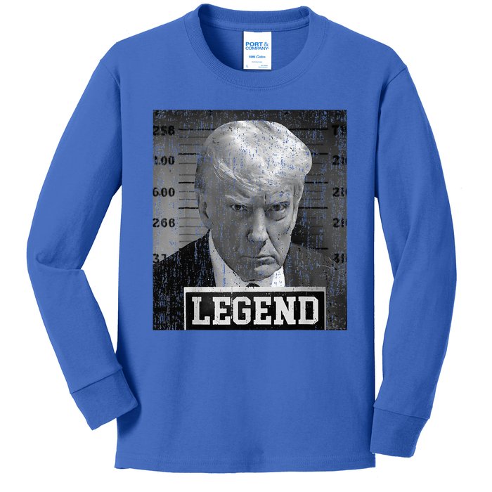 2024 Trump Mugshot Funny Donald Trump Legend Kids Long Sleeve Shirt