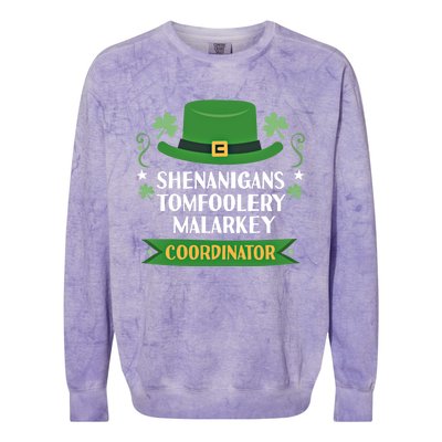 2024 Tomfoolery Malarkey Shenanigans Coordinator Funny Irish Cool Gift Colorblast Crewneck Sweatshirt