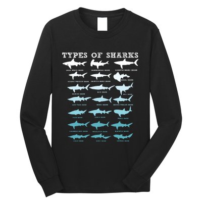 21 Types Of Sharks Marine Biology Long Sleeve Shirt