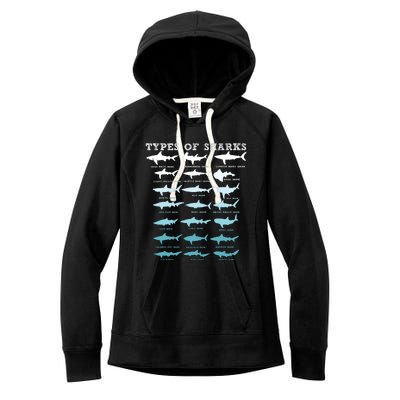 21 Types Of Sharks Marine Biology Women's Fleece Hoodie