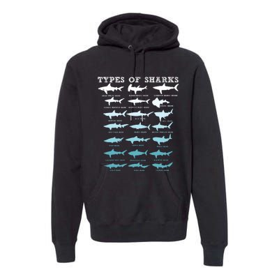 21 Types Of Sharks Marine Biology Premium Hoodie