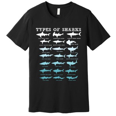 21 Types Of Sharks Marine Biology Premium T-Shirt