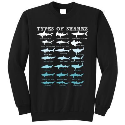 21 Types Of Sharks Marine Biology Tall Sweatshirt