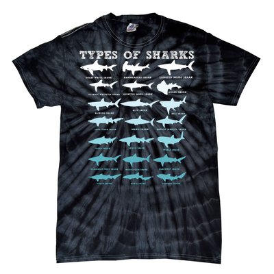 21 Types Of Sharks Marine Biology Tie-Dye T-Shirt