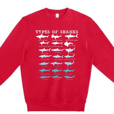 21 Types Of Sharks Marine Biology Premium Crewneck Sweatshirt