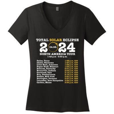 2024 Total Solar Eclipse April 8 Path Of The Eclipse Women's V-Neck T-Shirt