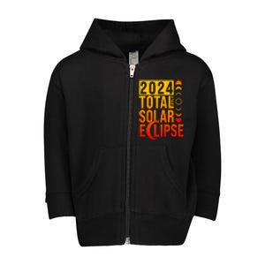 2024 Total Solar Eclipse April 8 Toddler Zip Fleece Hoodie