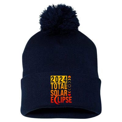 2024 Total Solar Eclipse April 8 Pom Pom 12in Knit Beanie