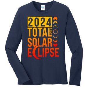 2024 Total Solar Eclipse April 8 Ladies Long Sleeve Shirt