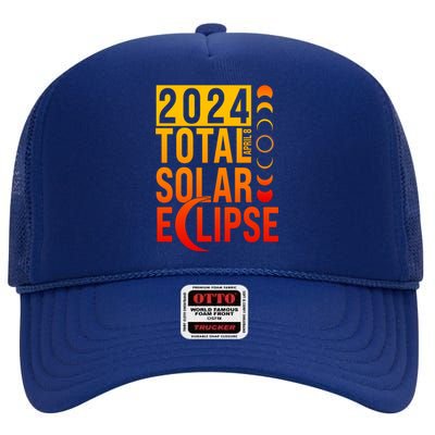 2024 Total Solar Eclipse April 8 High Crown Mesh Back Trucker Hat