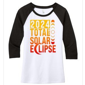 2024 Total Solar Eclipse April 8 Women's Tri-Blend 3/4-Sleeve Raglan Shirt