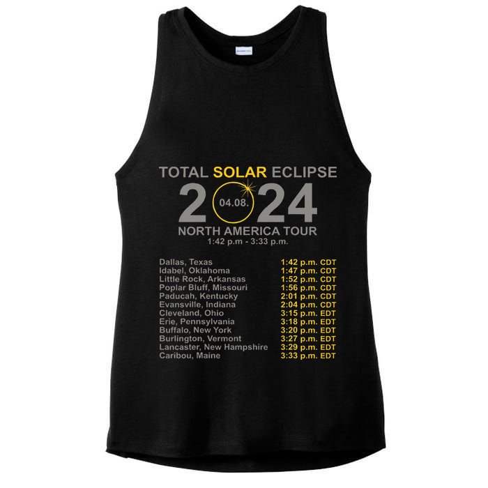 2024 Total Solar Eclipse April 8 Path Of The Eclipse  Ladies PosiCharge Tri-Blend Wicking Tank