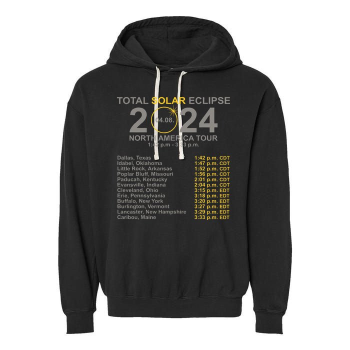 2024 Total Solar Eclipse April 8 Path Of The Eclipse  Garment-Dyed Fleece Hoodie