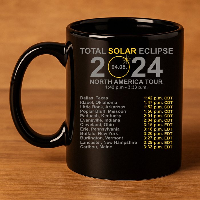 2024 Total Solar Eclipse April 8 Path Of The Eclipse  11oz C Handle Ceramic Mug