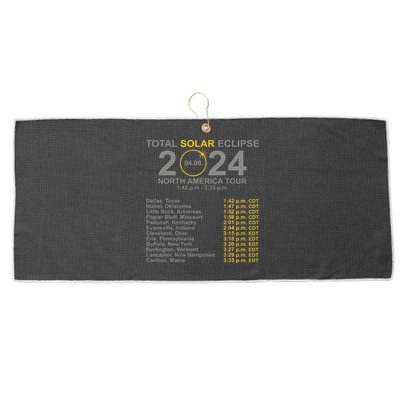 2024 Total Solar Eclipse April 8 Path Of The Eclipse  Large Microfiber Waffle Golf Towel