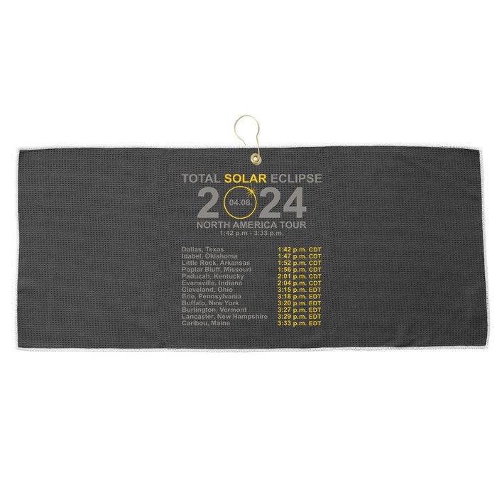 2024 Total Solar Eclipse April 8 Path Of The Eclipse  Large Microfiber Waffle Golf Towel