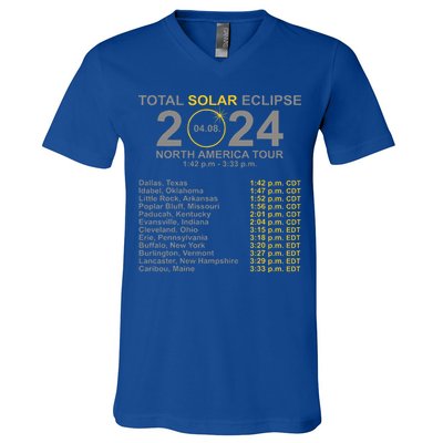 2024 Total Solar Eclipse April 8 Path Of The Eclipse  V-Neck T-Shirt