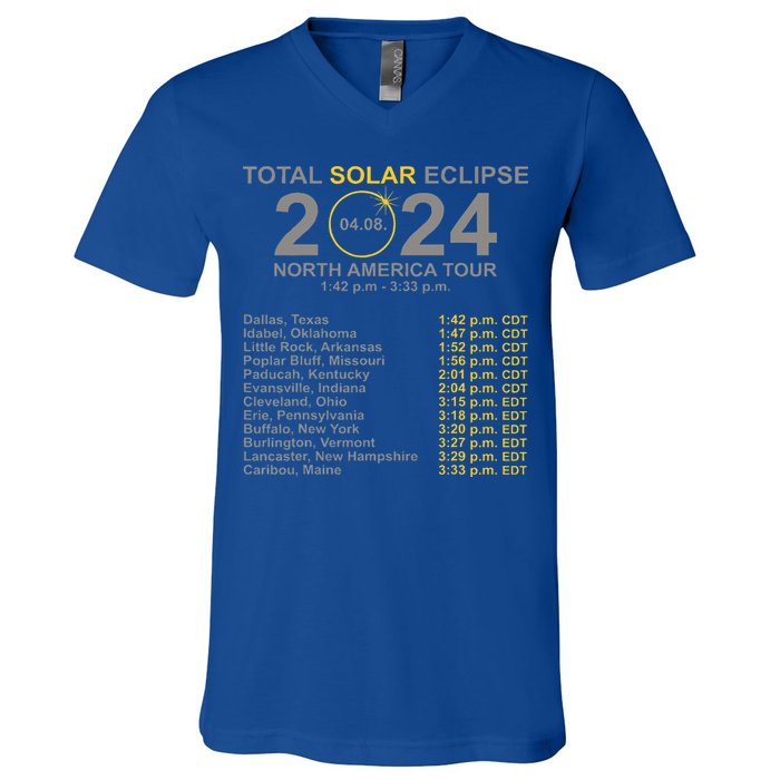 2024 Total Solar Eclipse April 8 Path Of The Eclipse  V-Neck T-Shirt