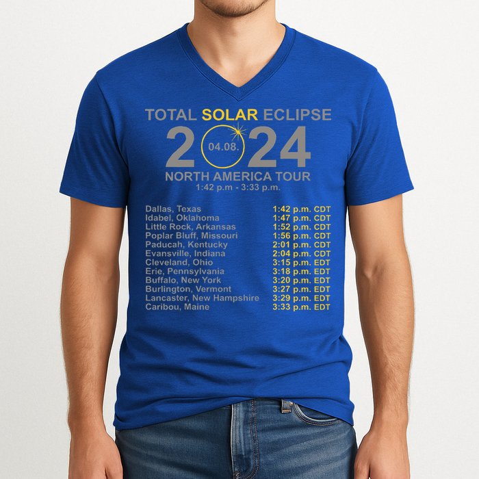 2024 Total Solar Eclipse April 8 Path Of The Eclipse  V-Neck T-Shirt