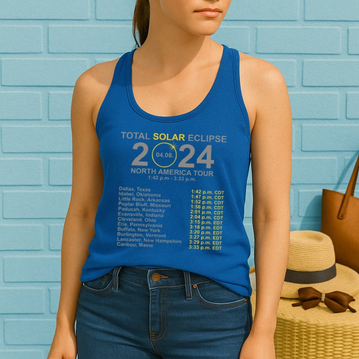 2024 Total Solar Eclipse April 8 Path Of The Eclipse  Womens Tank Top
