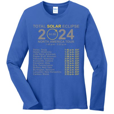 2024 Total Solar Eclipse April 8 Path Of The Eclipse  Ladies Long Sleeve Shirt